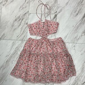 Floral Pink Halter Dress